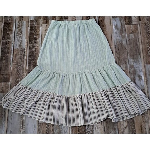 Women's Ava James Peasant Skirt Striped Button Down Prairie Western Large - Picture 6 of 6